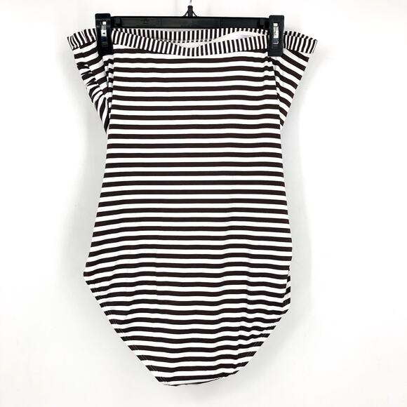 TOMMY BAHAMA Women Breaker Bay One-Piece Swimsuit Size 16 Brown White Stripe NWT - Picture 5 of 11